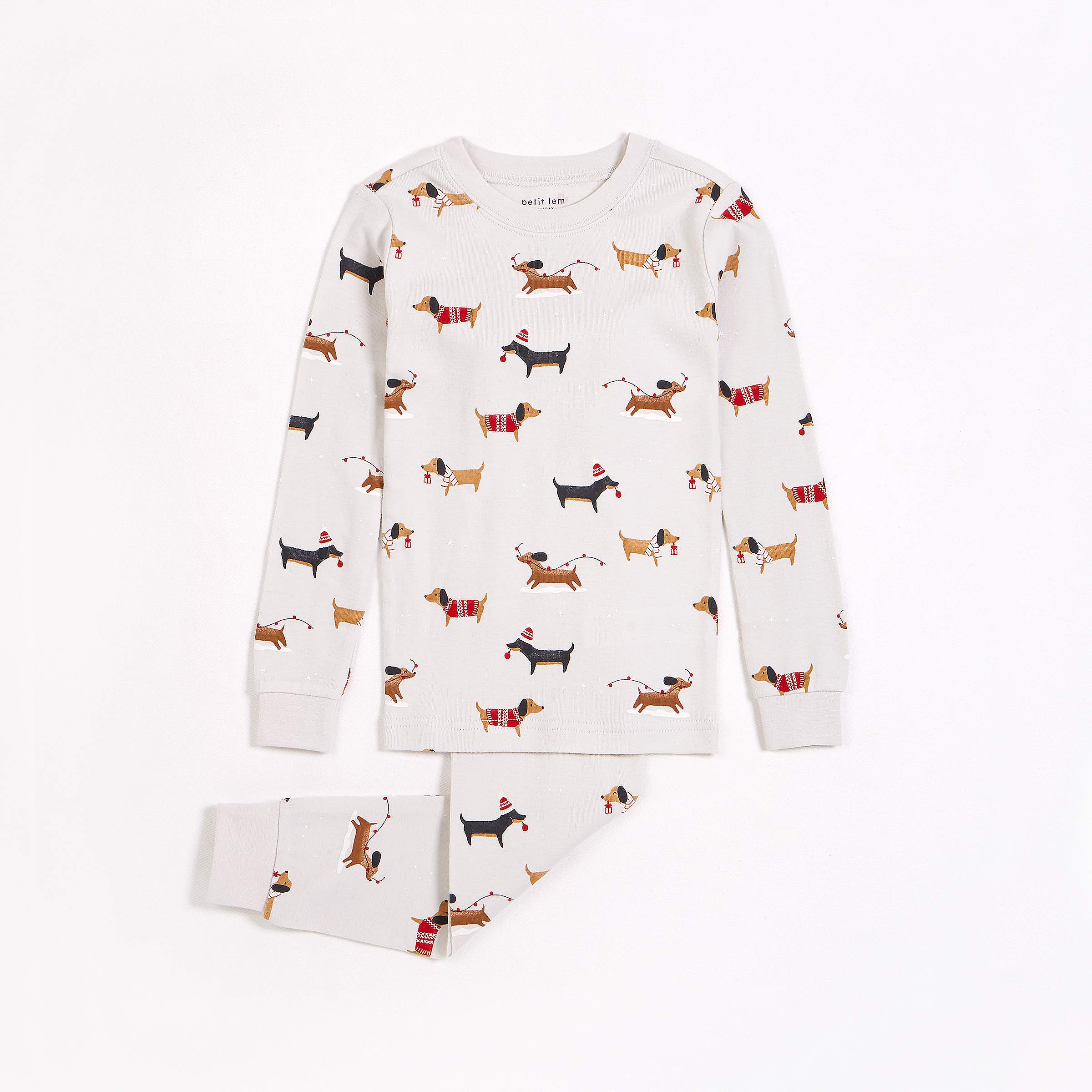 Pyjama long chaud pour enfant Chien - Bonhomme de neige, coton